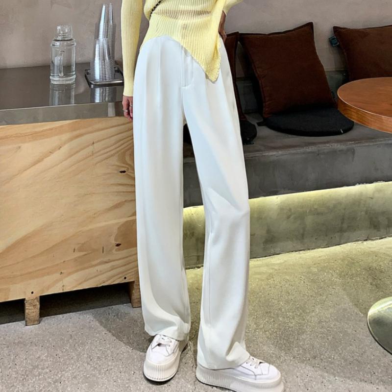 Frühlings- und Herbstliche Einfarbige Lässige Weitbein-Hose Damenmode Elegant Locker Hohe Taille Hose Damen Gerade Slim Fit Mode Damen Lange Hose 25893