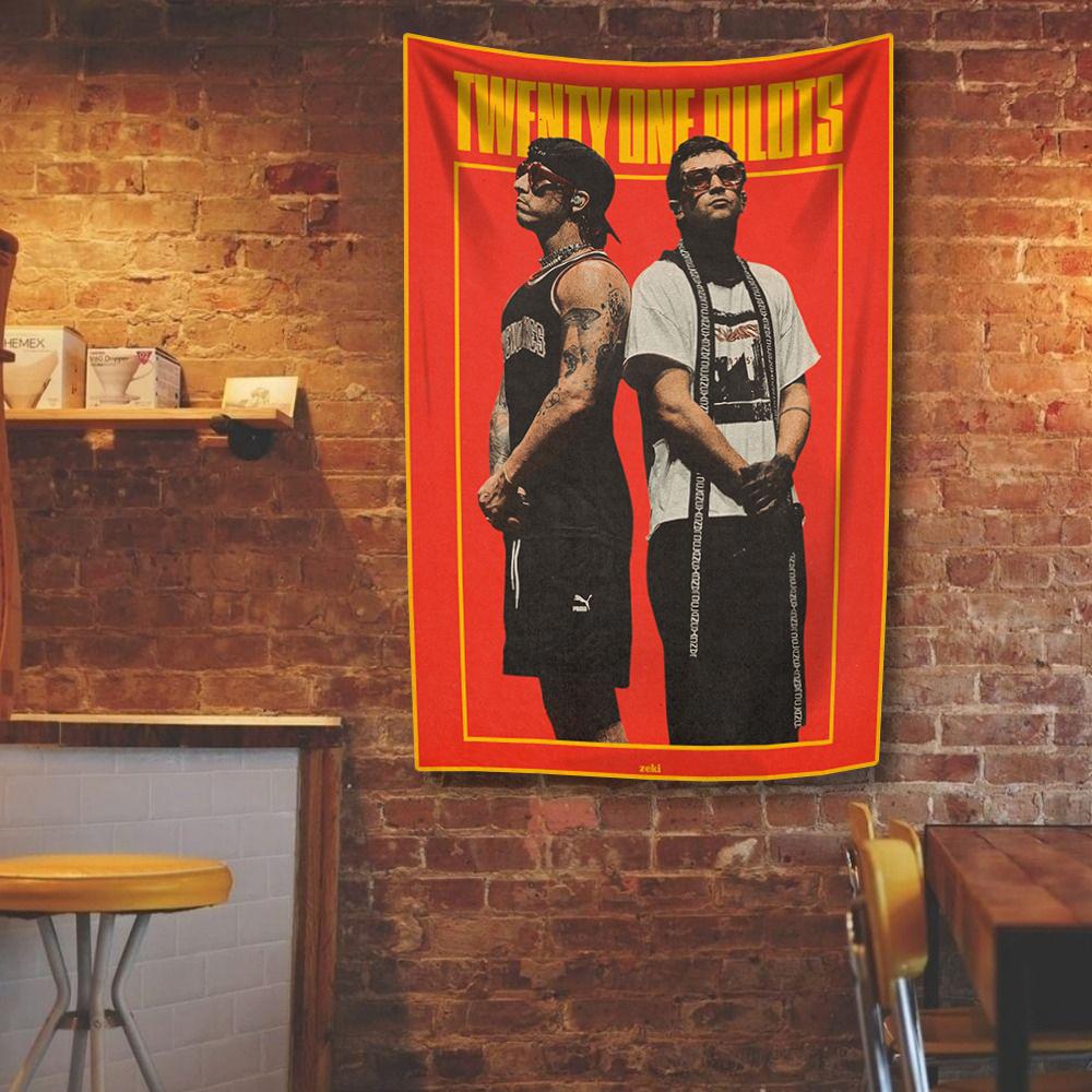 Twenty One Pilots Flaga Baner Cztery Otwory Poliester Nadruki Cyfrowe Tapestria Zespół Rockowy Dekoracja Zewnętrzna Pokój Garaż Ogród