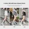 2025 Women's High Waist Striped Bow Shorts: Summer Casual Loose Fit, Wide Leg