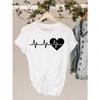 Graphic Tee Clothes 90s Sweet Love Heart Valentine Ladies Print T Clothing Summer Female Wounisex's Short Sleeve T-Shirts