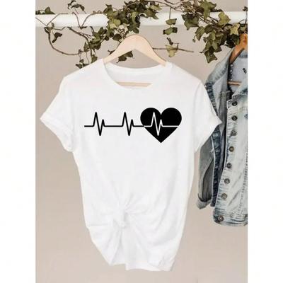 Graphic Tee Clothes 90s Sweet Love Heart Valentine Ladies Print T Clothing Summer Female Wounisex's Short Sleeve T-Shirts