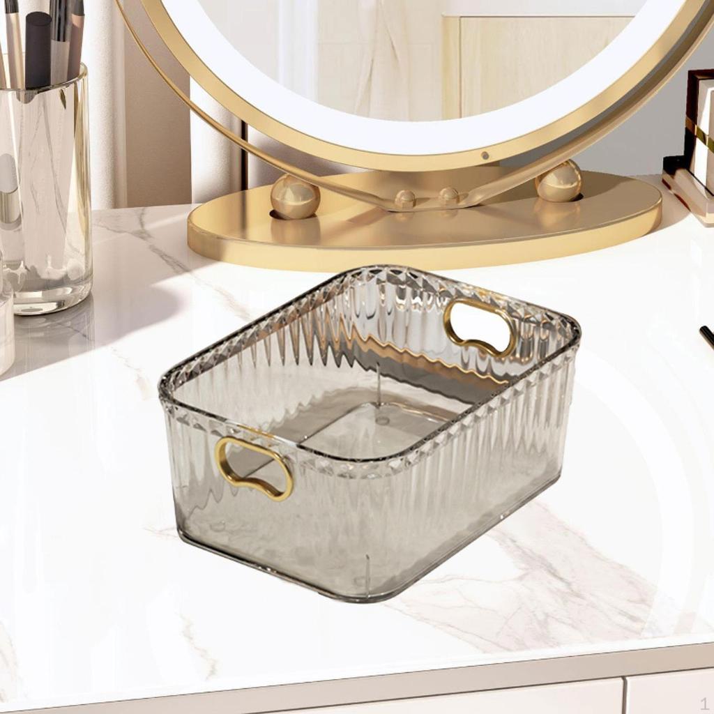 Acrylic Makeup Storage Bin Jewelry Organizer Built In Handles 23.3x15.7x8.8cm Basket