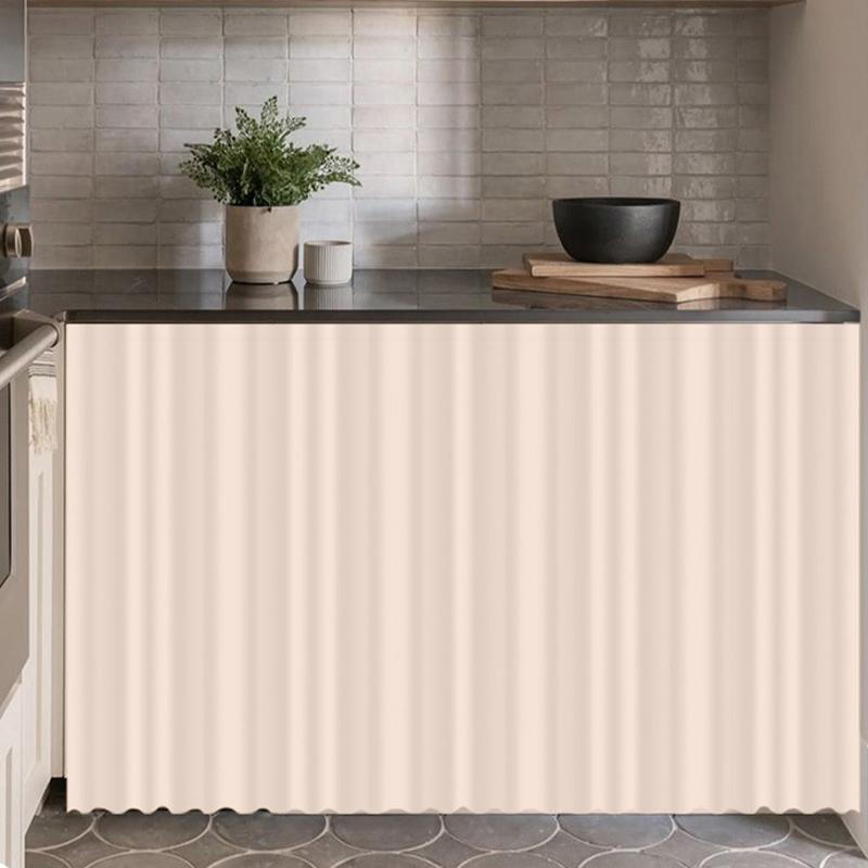 Solid Plain Shade Adhesive Curtain Self-Adhesive Kitchen Cabinet Curtains Dustproof Half-Curtain Cupboard Cover Home Decor