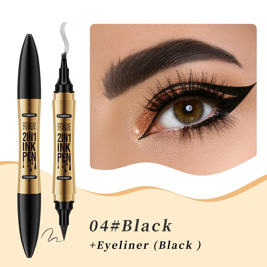 2-in-1 Eyeliner Augenbrauenstift Buschige Augenbrauen Glatter Eyeliner Wasserfester und Schweißresistenter Augenbrauenstift Flüssiger Eyeliner