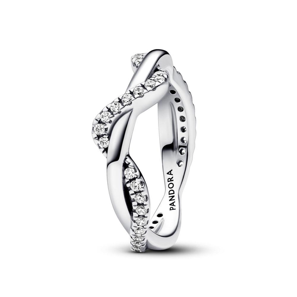 Pandora Sparkling Intertweed Wave Ring_193098C01
