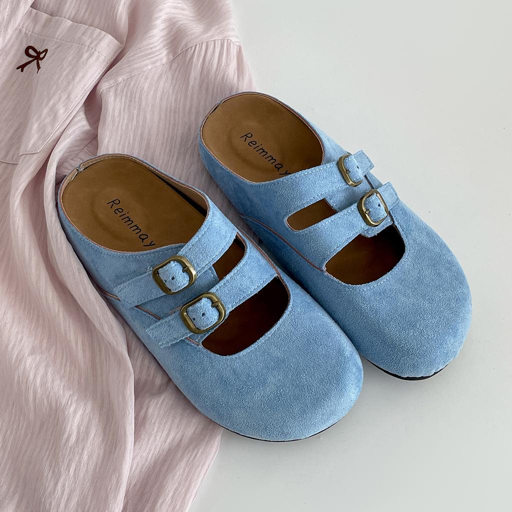 Non-slip flat-bottomed bag head slippers women's summer wear yellow with skirt half-drag Birkenstocks