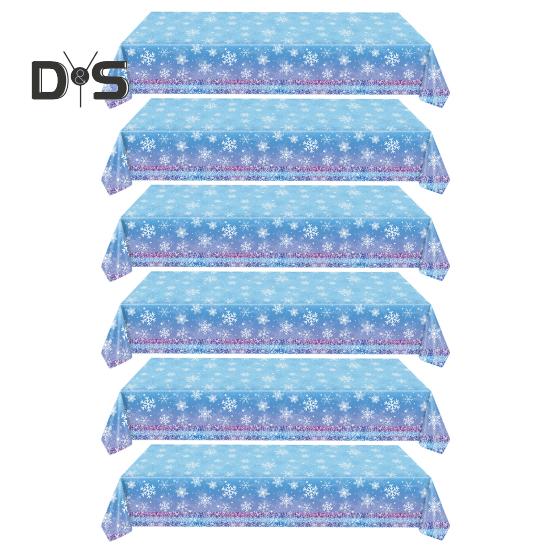 3/6 Pack Christmas Tablecloth Winter Holiday Snowflake Dining Tablecloth Plastic Disposable Table Cover for Christmas Party Decoration