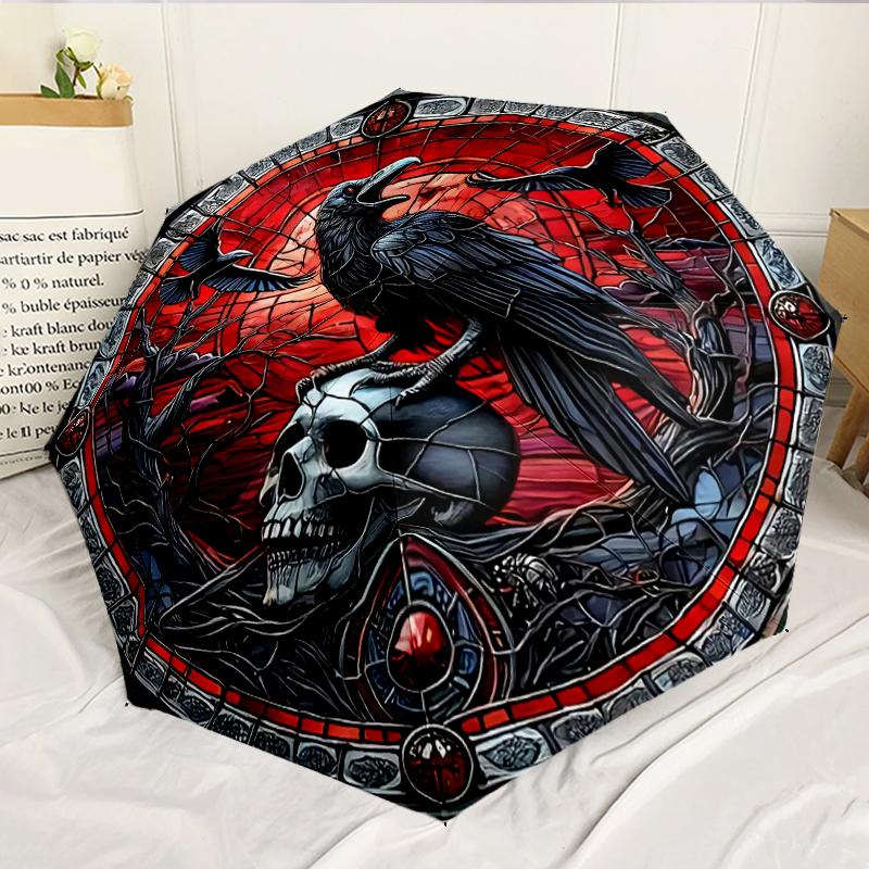 Raven In The Forest 8-Frame for Travel, camping, Casual Lightweight Portable Umbrella, Essential for every family Holidays Birthday Gift