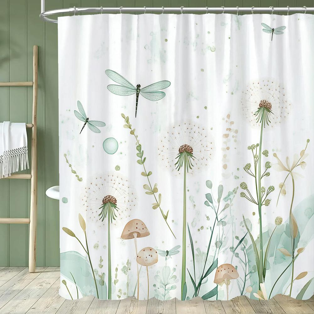 Beautiful Flowers Shower Curtain for Bathroom Blue Floral Romantic Wildflower Plants Nature Scenery Home Decor Curtain with Hook