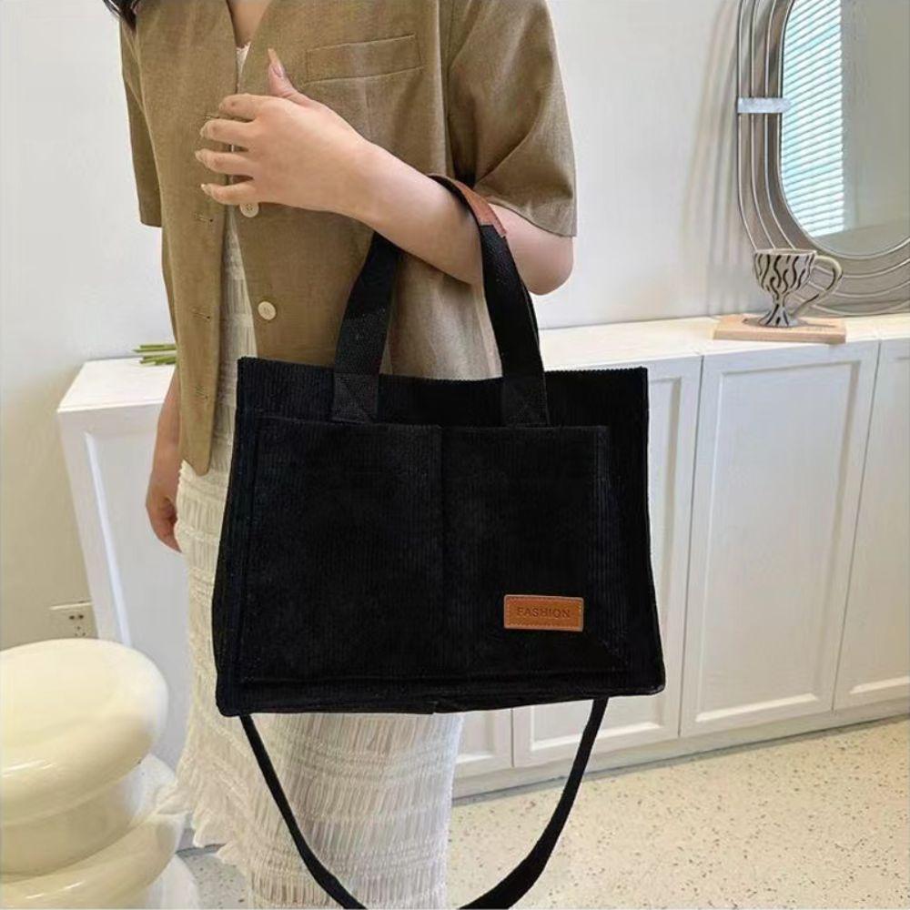 Korean Style Canvas Shoulder Bag Large Capacity Cloth Handbag Cute Corduroy Tote Bag  Women