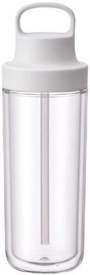 KINTO mit Spülmaschine Doppel 20071 To-Go Flasche, 480ml, Weiß, Strohhalm, Leichtgewicht, Sicher, Wandig,