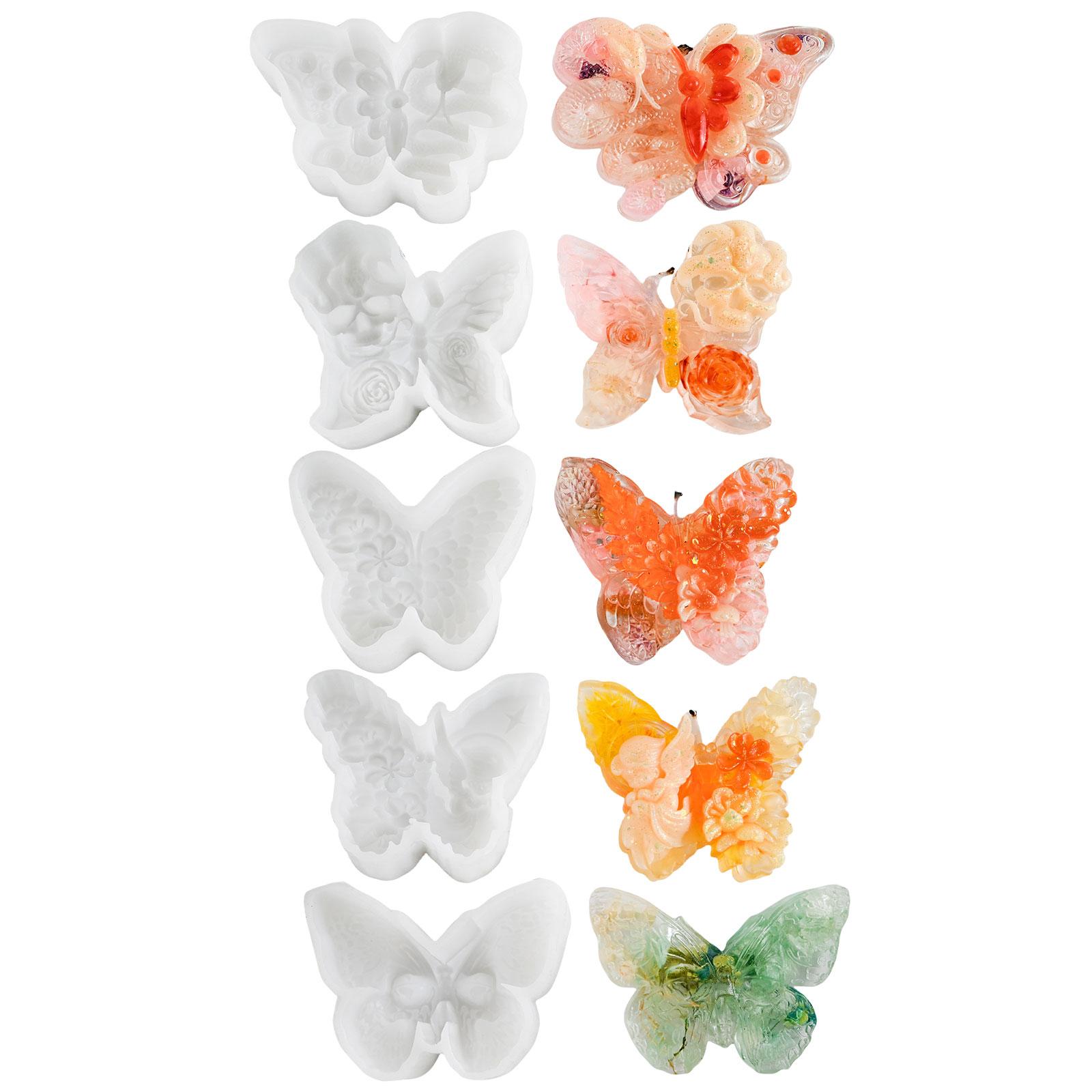 

5 шт. Формы для свечей в виде бабочек, силиконовые формы, гипсовые формы, формы для литья ароматизированных свечей для украшений из шоколадной помадки