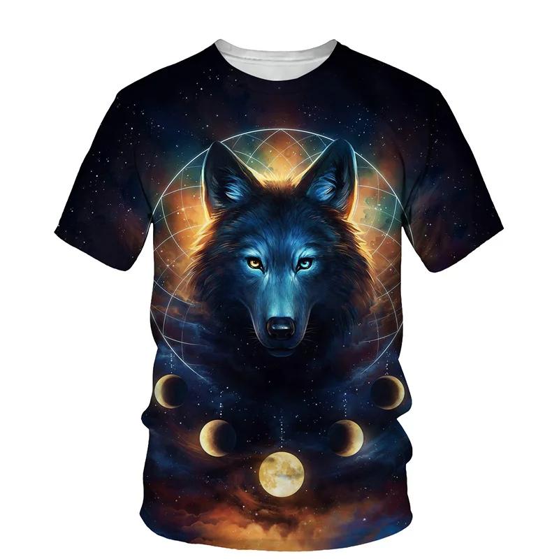 Animal Wolf Pattern 3D Print Men O-Neck Tshirt Fashion Tees Casual Short Sleeve Oversized Y2K Harajuku Unisex Clothing