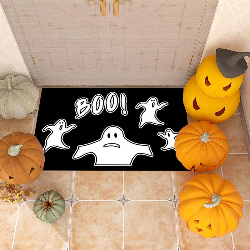 Halloween Ghost Boo Festive Door Mat Non-slip Washable Indoor Outdoor Rug Carpet for Front Door Entryway Holiday Home Decoration
