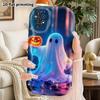 Phone Case: 2D Flat Samsung Galaxy A34 A35 M05 M06 S20 S22 S21 FE Plus 5G Protective Case, Couple Style, Blue Neon Little Ghost, Christmas and Hallowe
