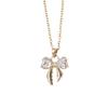 Cute Zirconia Heart Bow Pendant Necklace Jewelry for Women