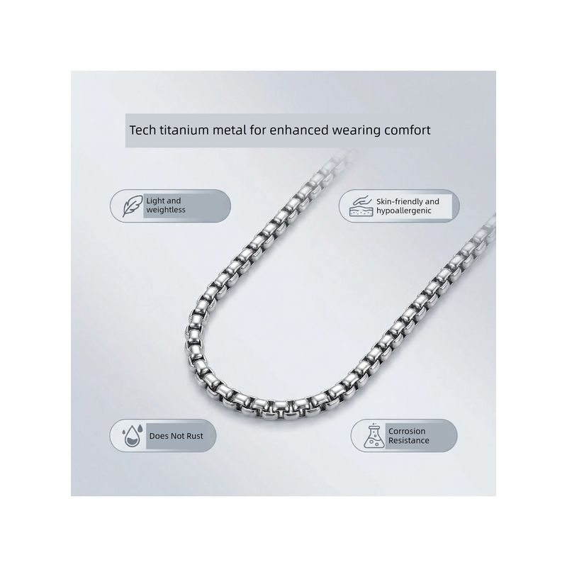 Square Beads Box Chain Pure Titanium 3/4mm Ornament Hip Hop Couple Necklace Necklace Stylish Fashion Men Trendy Amulet