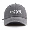 1pc Mom Heart Print Washed Baseball Cap for Adults,  Minimalist Retro Style Casual Soft Adjustable Dad Hat, Perfect As Gift