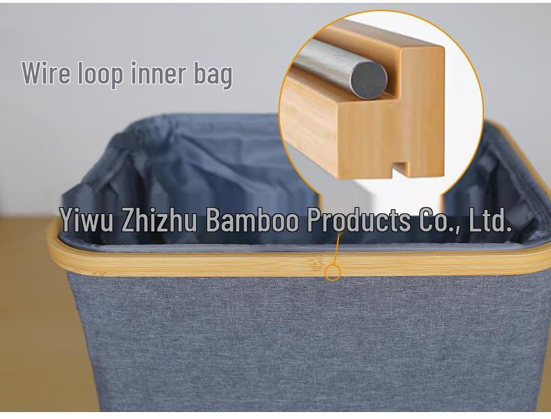 Rolling Bamboo Fabric Laundry Hamper with Detachable Wheels and Foldable Design
