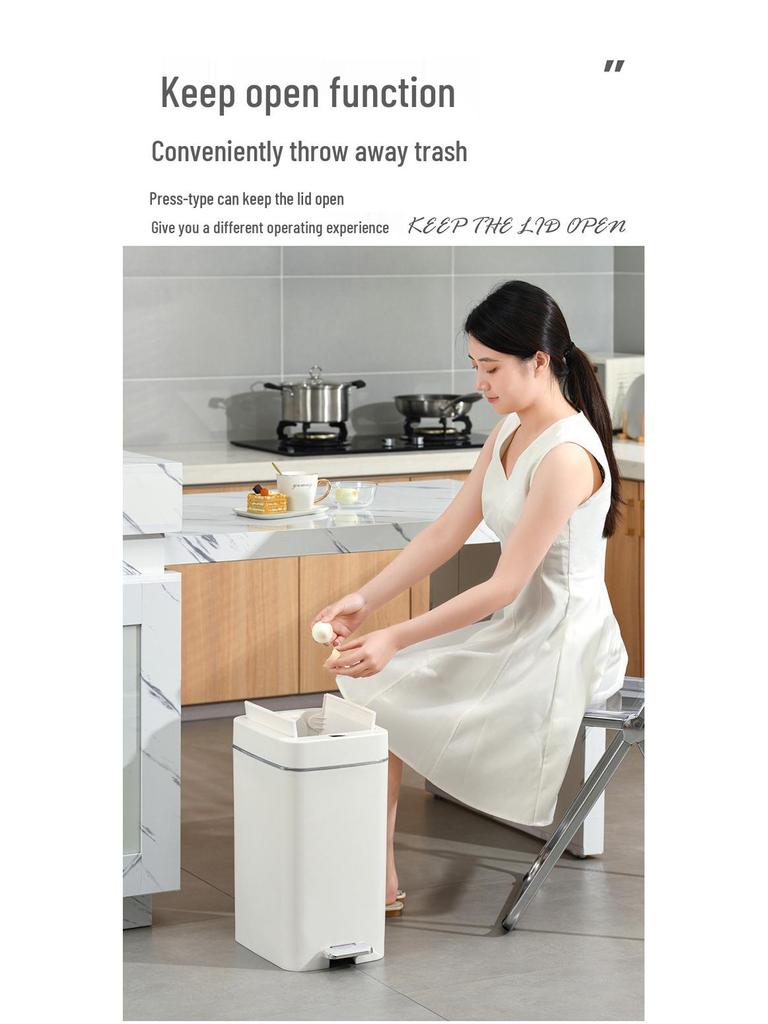 Silent Double-Open Trash Can with Foot Pedal for Kitchen and Bathroom