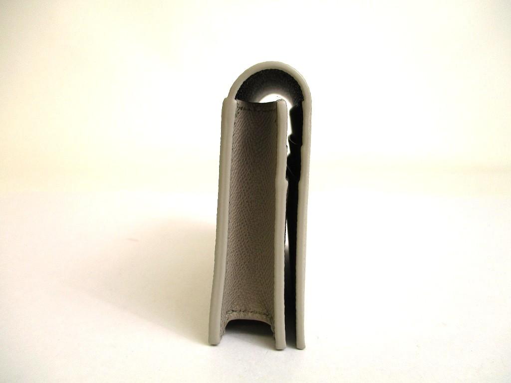 Authentic BVLGARI Light Gray Grain Calf Leather Business Card Case Card Holder #a998   Refurbished