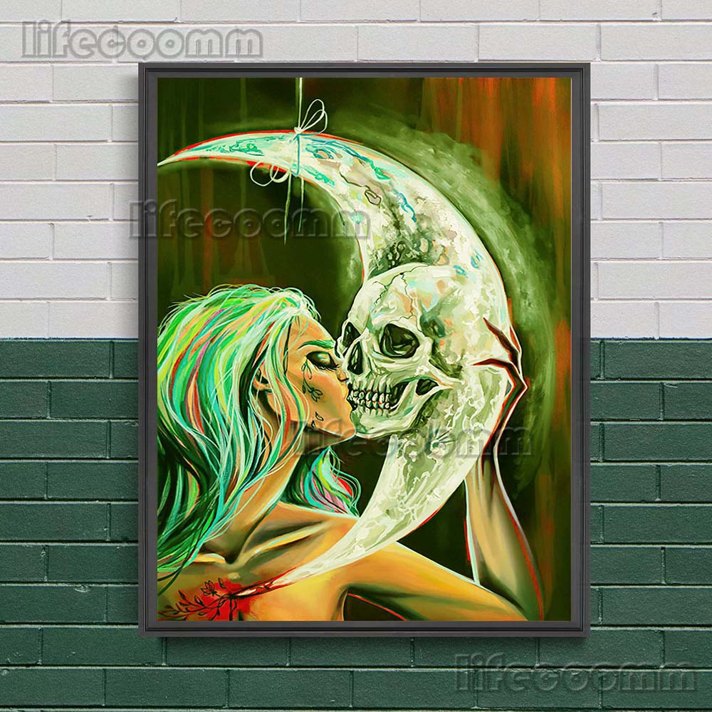 Gotycka Konstelacja Wiedźma Surrealistyczny Wydruk Sztuki Czaszki Dekoracja Ścienna Sztuka Płótno Malowanie Wystrój Domu Straszny De Wicca Plakat Wydruk Bez Ramki