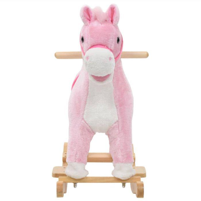 VidaXL Cheval à bascule Peluche 65 x 32 x 58 cm Rose