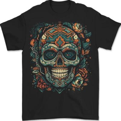An Aztec Skull Mexico Unisexs TShirt 100 Cotton
