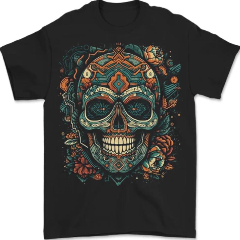 An Aztec Skull Mexico Unisexs TShirt 100 Cotton