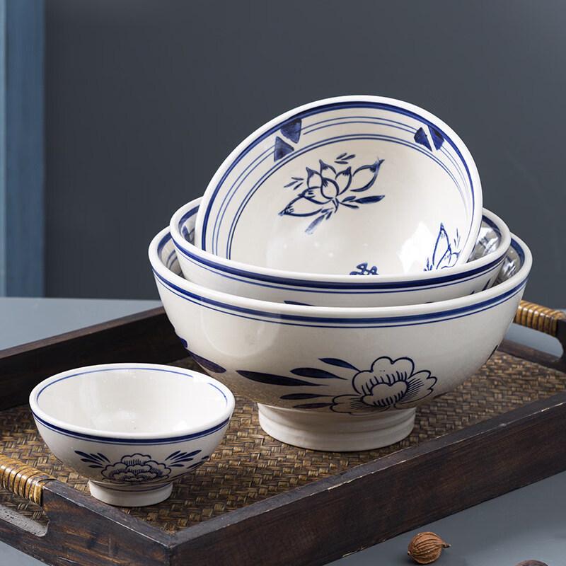 5-inch Lotus Ceramic Soup Noodle Bowls (4-pack)