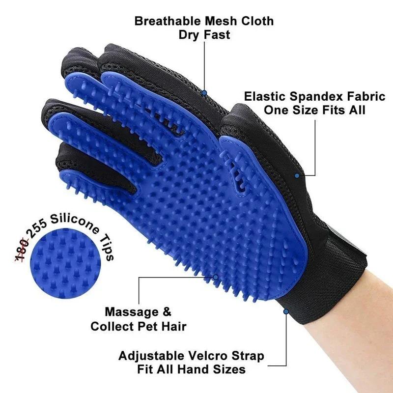 Guantes de silicona para el cuidado de mascotas, cepillo y peine para gatos, guantes para bañar a perros, limpieza, eliminación del pelo para perros, suministros para uso animal.