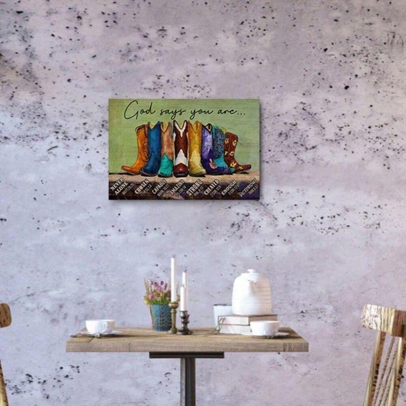 

Vintage Cowboy Boots Metal Wall Art Bar Decor