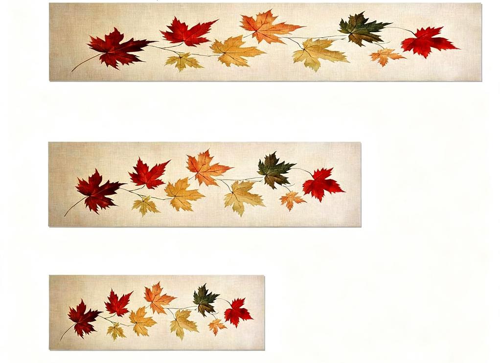 Warm Autumn Hues Maple Leaf Table Runner - Beige & Multicolor Leaf Design Accent for Kitchen, Dining&Fall Holiday Celebrations