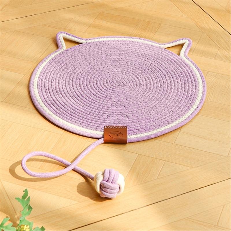 Cotton Rope Cats Scratcher Tool Round Scratching Post Mat Cats Scratch Pad for Cats Helps Maintain Claw Provide Fun