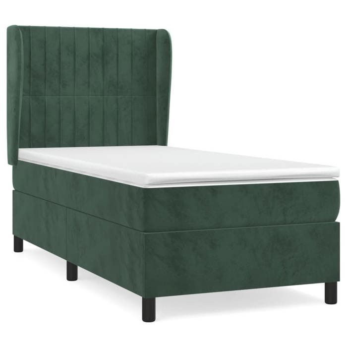 3129300 vidaXL Divan Bed and Mattress Dark Green 80x200 Cm Velvet
