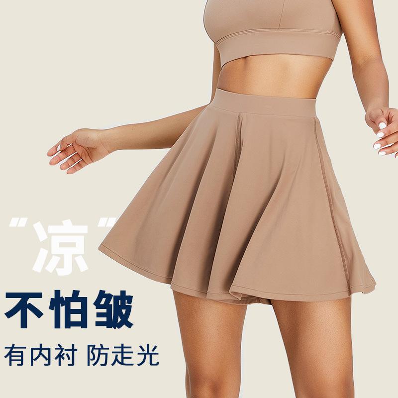 2025 new running sports fitness shorts women's anti-light tennis quick-drying high-waisted nude yoga shorts