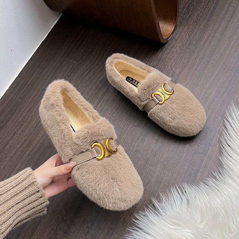 

Женская зимняя одежда 2025 новый стиль Сяосянфэн женские туфли зимние ботинки теплые хлопковые туфли туфли Дуду 43 коричневый