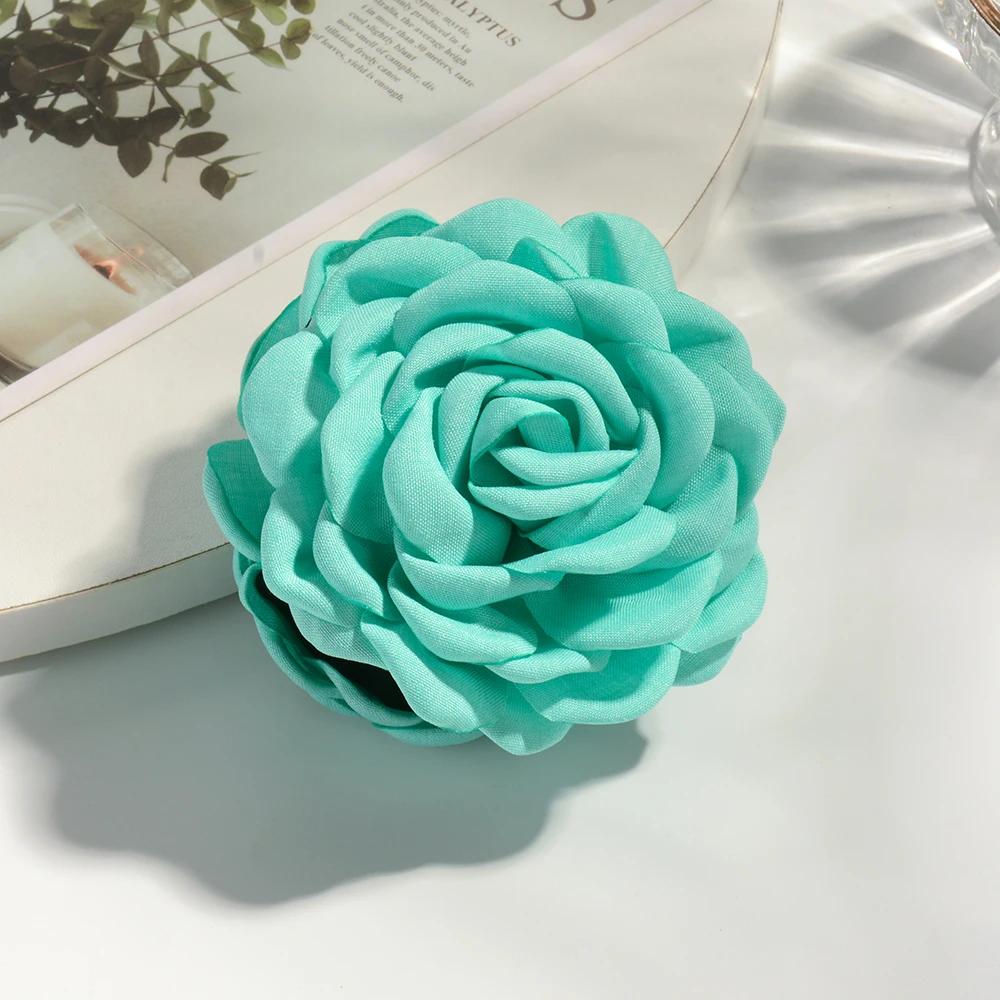 Pinces à cheveux en tissu de coton de taille moyenne, 16 couleurs, en forme de fleur de rose, pour femmes, pinces coréennes en forme de requin, accessoires pour cheveux