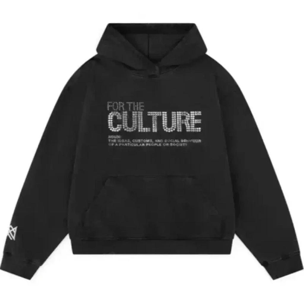 VibeStreet Retro American High Street Glitter Letter Sweatirt Autumn Loose Casual Hooded Outerwear