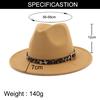 19 Color Women'S Wide Brim Felt Fedora Panama Hat With Leopard Belt Buckle Party Trilby Cowboy Hat Fashion Jazz Cap