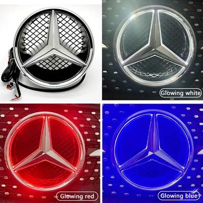 Car Sticker 2025 Hot For Mercedes Benz Car Front Grilled Star Emblem LED Illuminated Logo White Blue Red Light for Mercedes Benz
