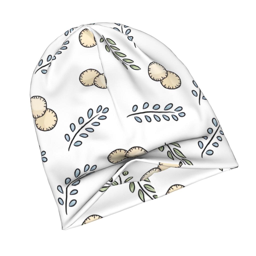 2D Flat Printing Twigs and Pads Eco Pattern Classic Knit Hat for Adults Available In Versatile Tones Ideal for Subtle Styling During Cool Days or Rela
