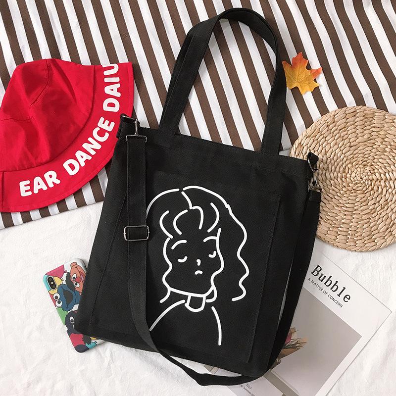 New canvas bag women's trend simple fashion women's bag shoulder bag fresh element handbag