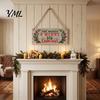 Rustic Farmhouse Wreath Sign Christmas Wood Hanging with Jute Rope, Have Yourself A Merry Durable Little Door Hanger for Home Cafe Bar Decor