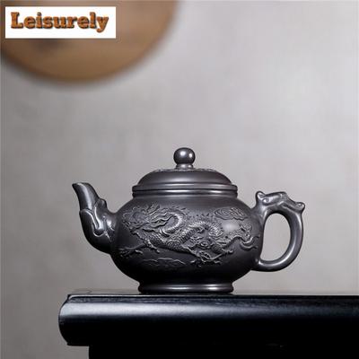 Teteras Estéticas Yixing de Arcilla Púrpura de 430 ml Hechas a Mano Olla Dragón Arcilla Amarilla de Piedra de Mineral Crudo Hervidor Zisha Juego de Té Artículos para Té Vajilla