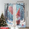 2pcs 2D Flat Printing Merry Christmas Popular Curtain Gnome Heart Winter Holiday Romance 100% Polyester Without Electricity