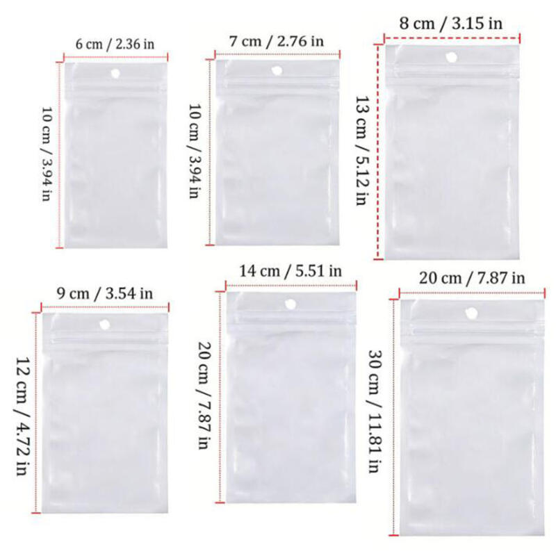 100pcs White Plastic Self Sealing Jewelry Bag Rings Necklace Bracelet Ziplocks Storage Holder Bags Anti-oxidation Jewelry Bag