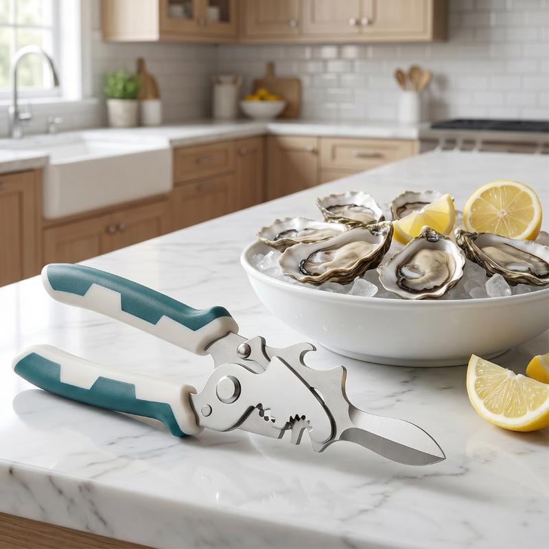 Non-Slip Handle Stainless Steel Oyster Knife Thickened Multi-Purpose Shellfish Opener Seafood Shucking Tool