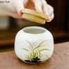 Hand Drawn Orchid Ceramic Tea Caddies Small Tea Box Portable Sealed Moisture Proof Jar Tea Container Household Teaware Gifts
