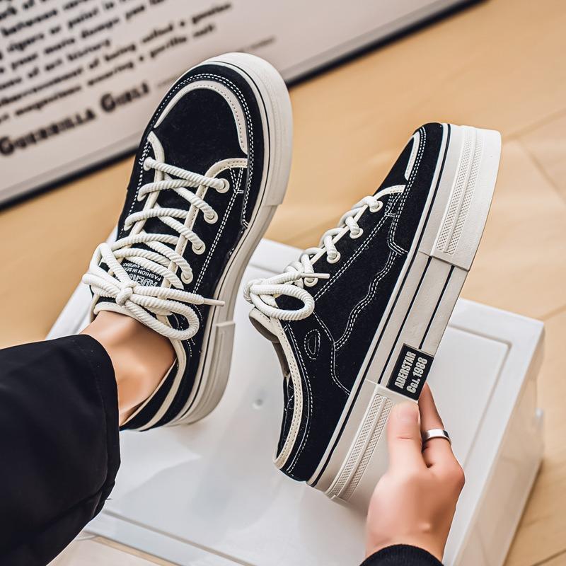 Fashion Men's Causal Low Top Non-Slip Sneakers Comfort Breathable Light Fit Walking Canvas Shoes Men Fad Trend Flat Shoes Zapatos Hombre